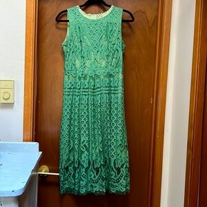 Tea Length Green Lace Dress